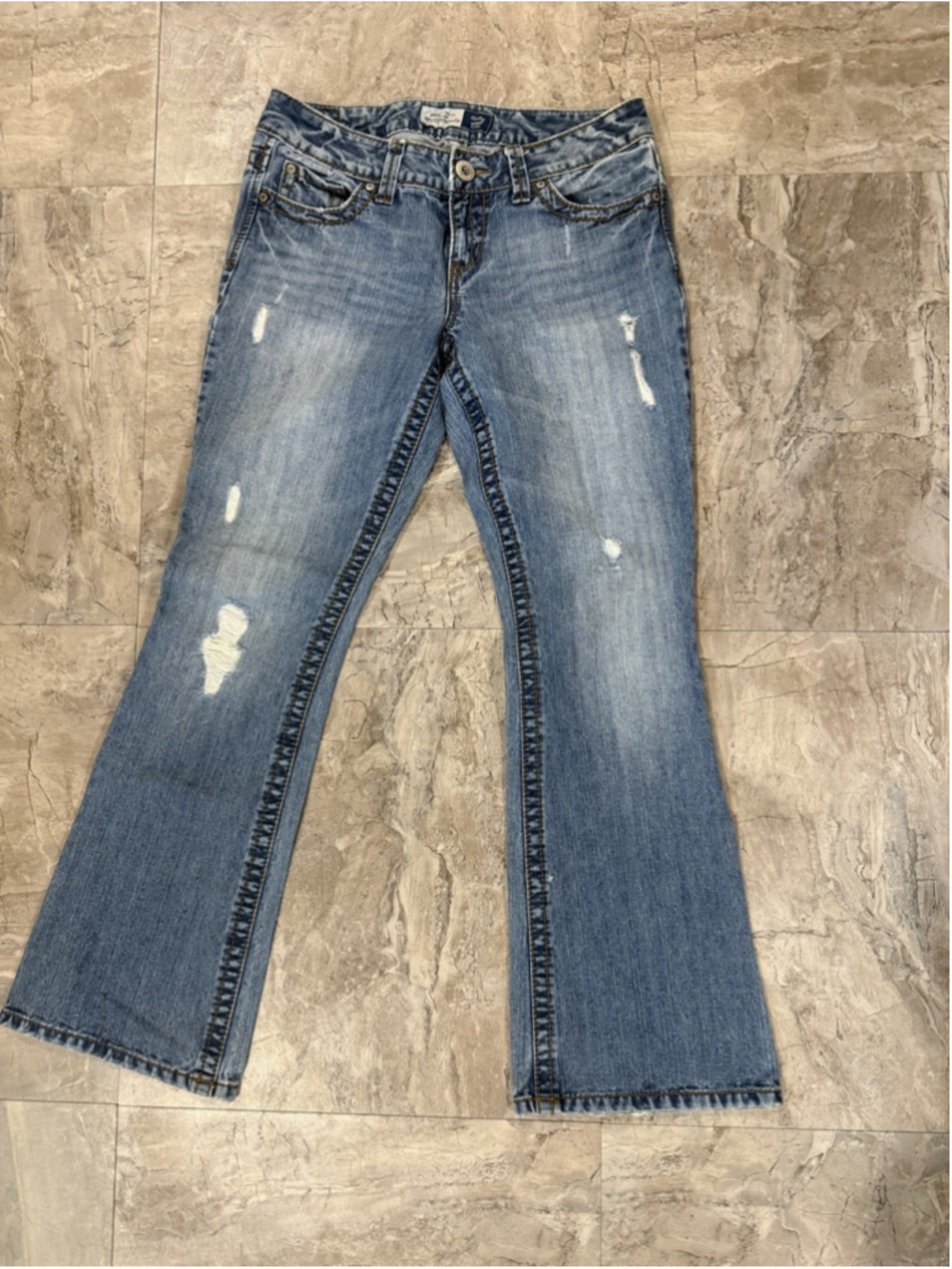 Aeropostale Hailey Skinny Flare Jeans Distressed Low Rise Size 7/8 Reg W 30 Y2K - Picture 2 of 8